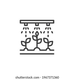 Irrigation system line icon. linear style sign for mobile concept and web design. Watering plant sprinkler outline vector icon. Symbol, logo illustration. Vector graphics