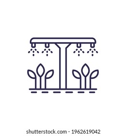 irrigation system, watering plants line icon