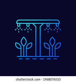 irrigation system, watering plants line vector icon