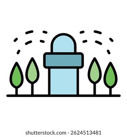 Irrigation tool icon. Outline irrigation tool vector icon color flat isolated