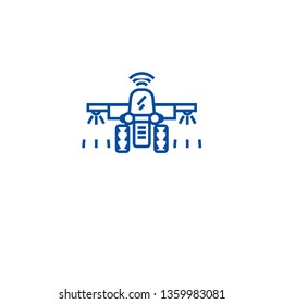 Irrigation tractor line icon concept. Irrigation tractor flat  vector symbol, sign, outline illustration.