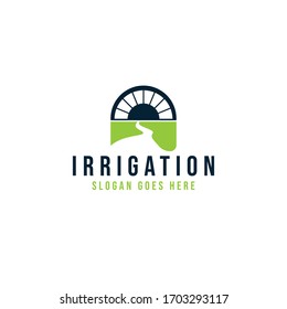 irrigation, water canal a bridge logo Idea. Inspiration logo design. Template Vector Illustration. Isolated On White Background 