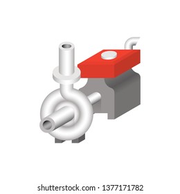 Irrigation water pump icon. Device is infrastructure or agricultural machinery that power by engine with diesel or petrol energy. Use for pump water from source to watering crop and plant in farm.