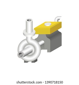Irrigation water pump icon. Device is infrastructure or agricultural machinery that power by engine with diesel or petrol energy. Use for pump water from source to watering crop and plant in farm.