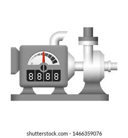 Irrigation water pump icon. Device is infrastructure or agricultural machinery that power by engine with diesel or petrol energy. Use for pump water from source to watering crop and plant in farm.