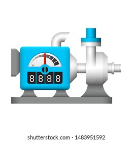 Irrigation water pump icon. Device is infrastructure or agricultural machinery that power by engine with diesel or petrol energy. Use for pump water from source to watering crop and plant in farm.
