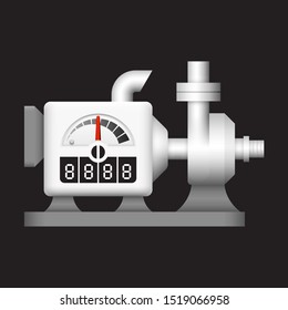 Irrigation water pump icon. Device is infrastructure or agricultural machinery that power by engine with diesel or petrol energy. Use for pump water from source to watering crop and plant in farm.