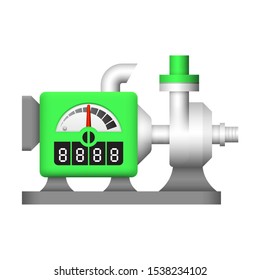 Irrigation water pump icon. Device is infrastructure or agricultural machinery that power by engine with diesel or petrol energy. Use for pump water from source to watering crop and plant in farm.