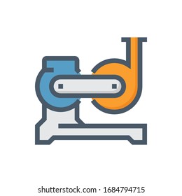 Irrigation water pump icon. Device is infrastructure or agricultural machinery that power by engine with diesel or petrol energy. Use for pump water from source to watering crop and plant in farm.