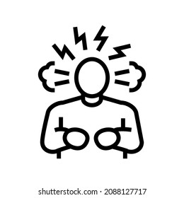 irritability, depression or anxiety line icon vector. irritability, depression or anxiety sign. isolated contour symbol black illustration