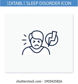 Irritability Line Icon. Sleep Disorder, Stress Symptom. Healthy Sleeping Concept. Sleep Problems Treatment. Behaviour. Health Care. Isolated Vector Illustration. Editable Stroke 