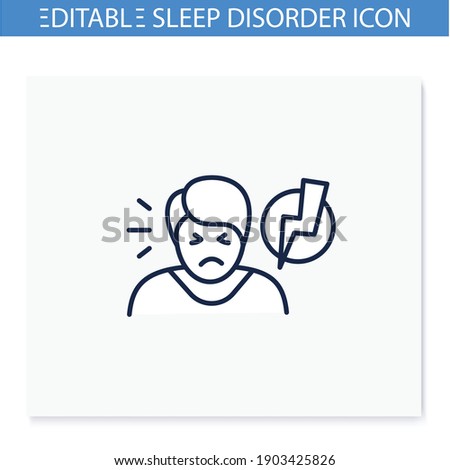 Irritability line icon. Sleep disorder, stress symptom. Healthy sleeping concept. Sleep problems treatment. Behaviour. Health care. Isolated vector illustration. Editable stroke 