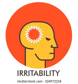 Irritability. Thorn. Line icon with flat design elements. Flat icon. Flat Design. Icon concept. 