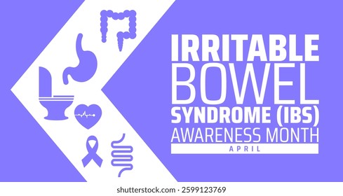 Irritable Bowel Syndrome IBS Awareness Month background banner or poster design template. observed every year in  April. Holiday concept. Use to any Template, card, poster.
