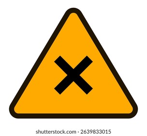 Irritant hazard warning sign featuring a black cross on a yellow triangle, signaling caution for potential skin or respiratory irritation, isolated on white