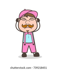 Irritated Cartoon Worker Expression Vector