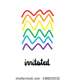 Irritated hand drawn illustration with rainbow cartoon style minimalism lettering