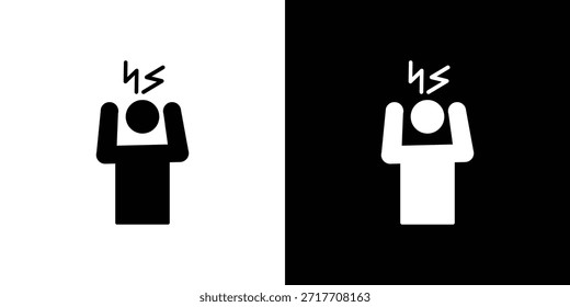 Pictograma plano negro de icono humano irritado. Para gráficos y Diseño web.