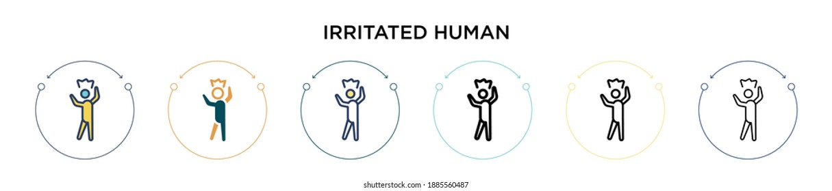 Irritated human icon in filled, thin line, outline and stroke style. Vector illustration of two colored and black irritated human vector icons designs can be used for mobile, ui, web