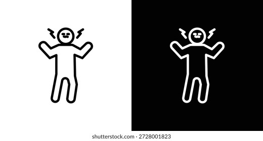 Icono humano irritado. Objeto aislado sobre un fondo blanco y negro.