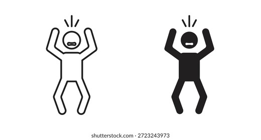 Esquema de ícono humano irritado y signo de Vector sólido, pictogramas lineales