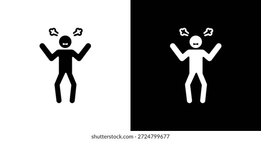 Irritado icono humano silueta Vector plano paquete de diseño de ilustración.