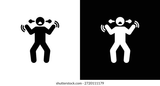 Icono humano irritado ilustraciones gráficas planas simples. Vector de silueta blanco y negro