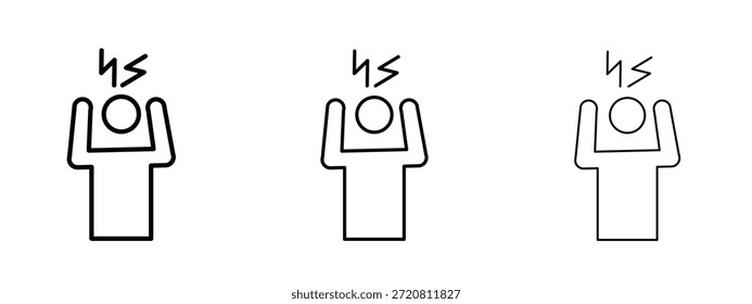 Símbolo de línea delgada del icono humano irritado en el fondo blanco, Ilustración vectorial editable del movimiento