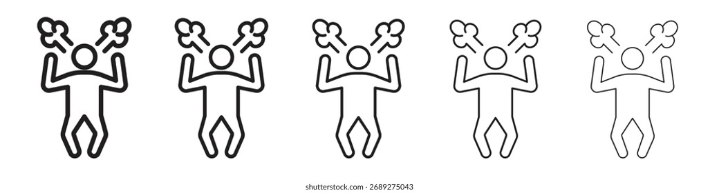Icono humano irritado línea de Arte vectorial Ilustraciones colección