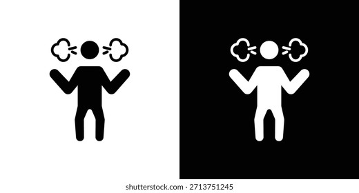 Icono humano irritado. Ilustración vectorial. Silueta en color negro