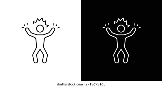 Esquema del logotipo del icono humano irritado. Vectores de línea delgada