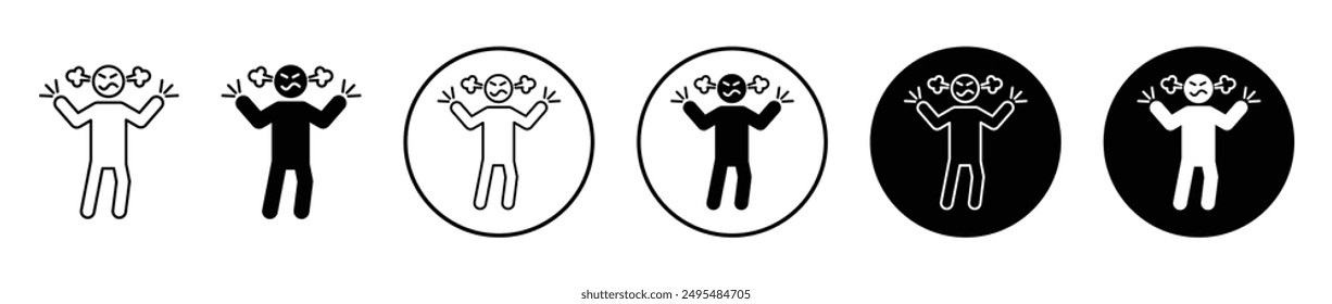 Conjunto de iconos de Vector de línea delgada humana irritada.