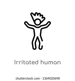 irritated human vector line icon. Simple element illustration. irritated human outline icon from feelings concept. Can be used for web and mobile