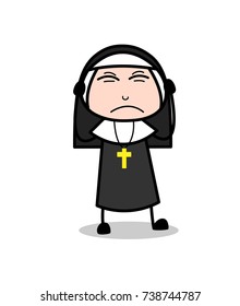 Irritated Nun Character Face Expression Vector