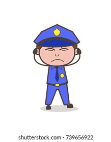 Irritated Officer Face Expression Vector