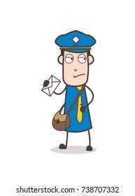 Irritated Postman with Letter Vector
