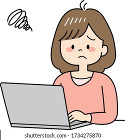 Irritated woman having trouble with her computer