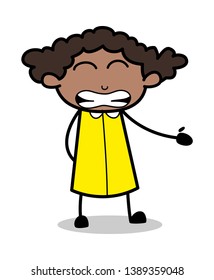Irritating Face - Retro Black Office Girl Cartoon Vector Illustration
