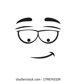 Irritatingly Smug Smirk Smile Emoticon Expression. Vector Positive Emoticon Expression, Smiley Character