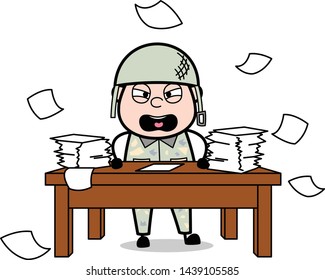 Irritation - Cute Army Man Cartoon Soldier Vector Illustration