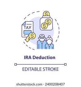 irs deduction multi color concept icon. Individual retirement account. Tax relief. Type of financial benefit. Round shape line illustration. Abstract idea. Graphic design. Easy to use in blog post