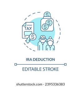 irs deduction soft blue concept icon. Individual retirement account. Tax relief. Type of financial benefit. Round shape line illustration. Abstract idea. Graphic design. Easy to use in blog post