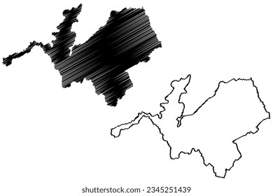 Irupi municipio (estado de Espírito Santo, municipios del Brasil, República Federativa del Brasil) mapa de ilustración vectorial, dibujo de garrapatas mapa de Irupi