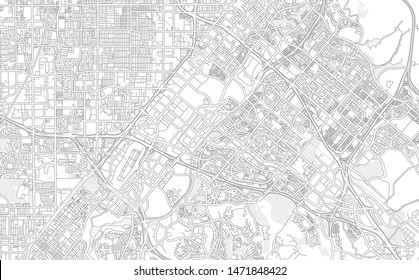 Irvine, California, USA, bright outlined vector map with bigger and minor roads and steets created for infographic backgrounds.
