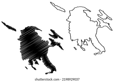 Irvine, Flora And Kathleen Island (Western Australia, Commonwealth Of Australia, Buccaneer Archipelago, Indian Ocean) Map Vector Illustration, Scribble Sketch Map