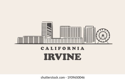 Irvine Skyline, California Drawn Sketch