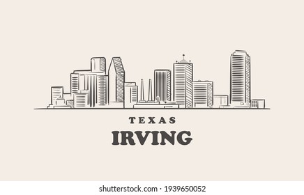 Irving skyline, texas drawn sketch