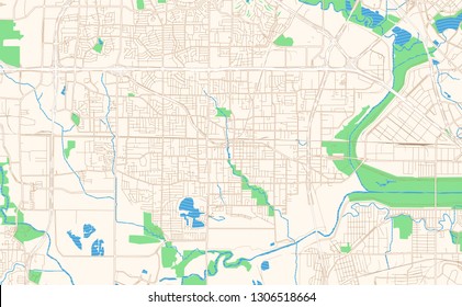 Irving Texas Printable Map Excerpt. This Vector Streetmap Of Downtown Irving Is Made For Infographic And Print Projects.