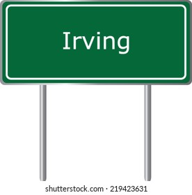 Irving, Texas, road sign green vector illustration, USA city