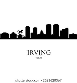 Irving Texas Skyline Silhouette with Cityscape.